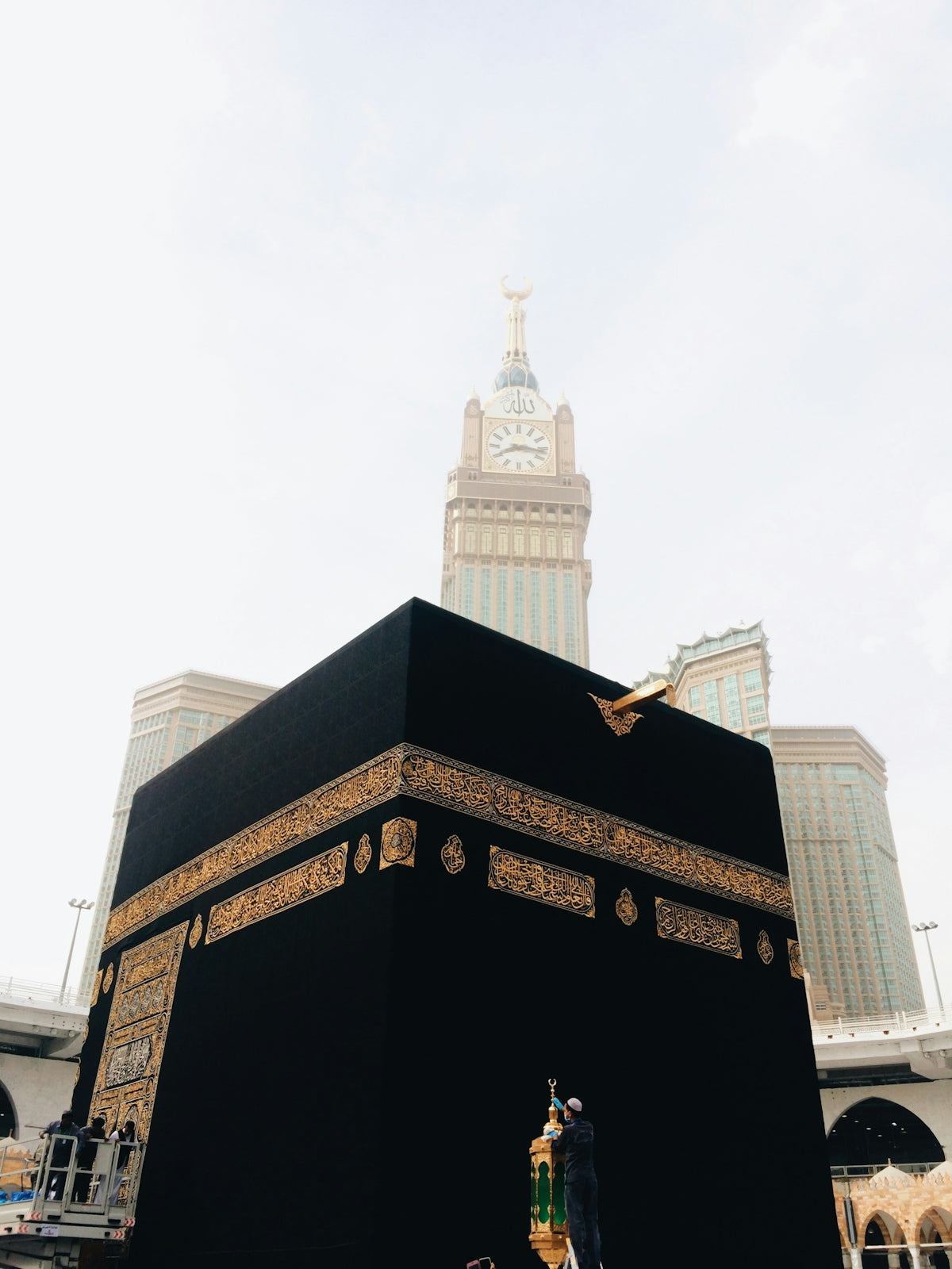 The Kaaba in Mecca with the Abraj Al-Bait clock tower in the background