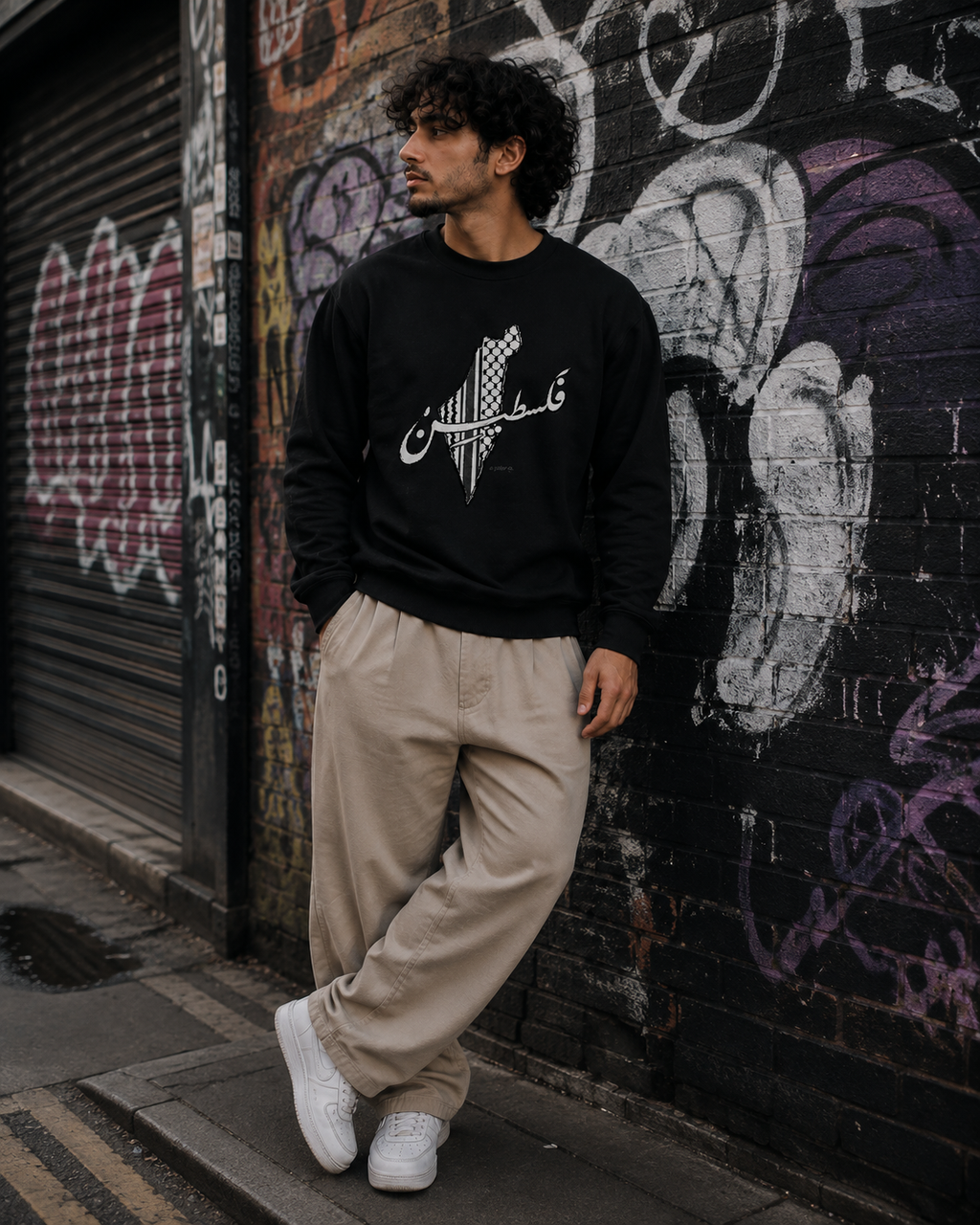 Al Safar Co. Palestine Keffiyeh Design Crew Neck Sweatshirt – Premium Cotton Blend Al Safar Art Co.